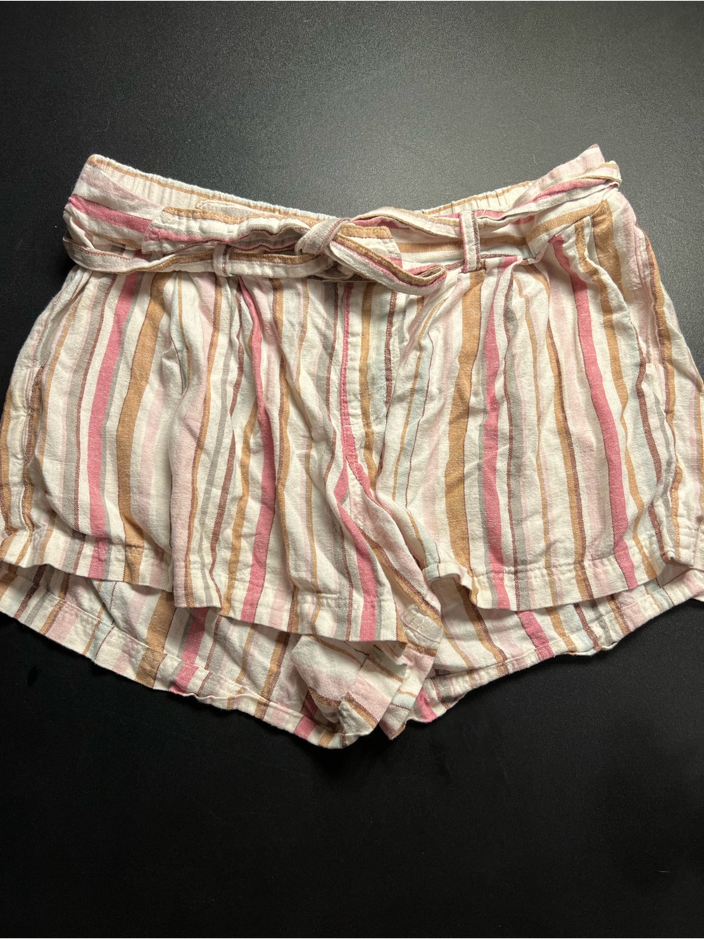 Striped Pink & Tan Women’s Linen-Blend Shorts size 0X